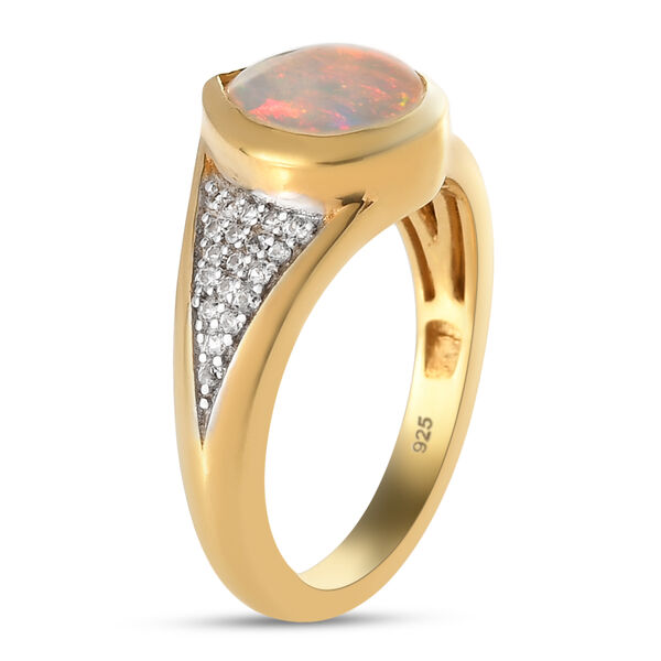 Natürlicher Äthiopischer Opal und Zirkon Ring 925 Silber Gelbgold Vermeil  ca. 1,29 ct image number 5