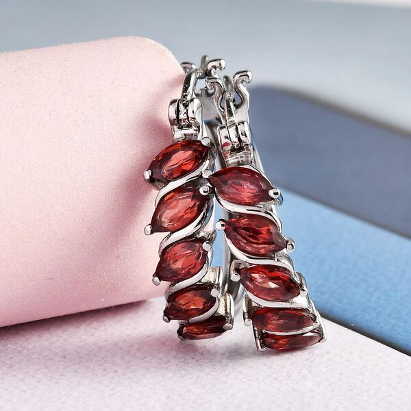 Granat Creolen, Edelstahl ca. 3,17 ct image number 2