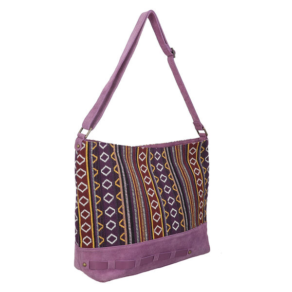 100% Echtleder Umh&auml;ngetasche, lila image number 2