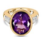 Natürlicher, marokkanischer Amethyst und weißer Zirkon-Ring, 925 Silber vergoldet (Größe 18.00) ca. 8,50 ct