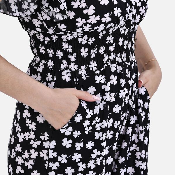 Jumpsuit mit gesmokter Taille und Flatterärmel, schwarz image number 10