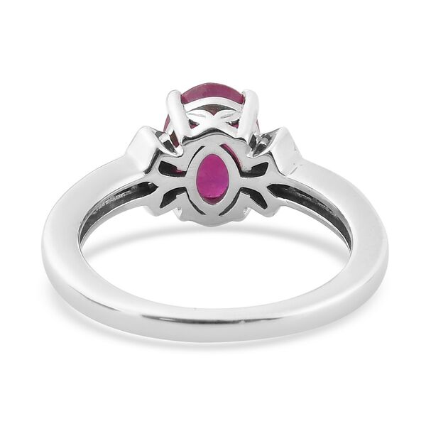 Afrikanischer Rubin und Diamant Solit&auml;r Ring 925 Silber Platin-&Uuml;berzug image number 7