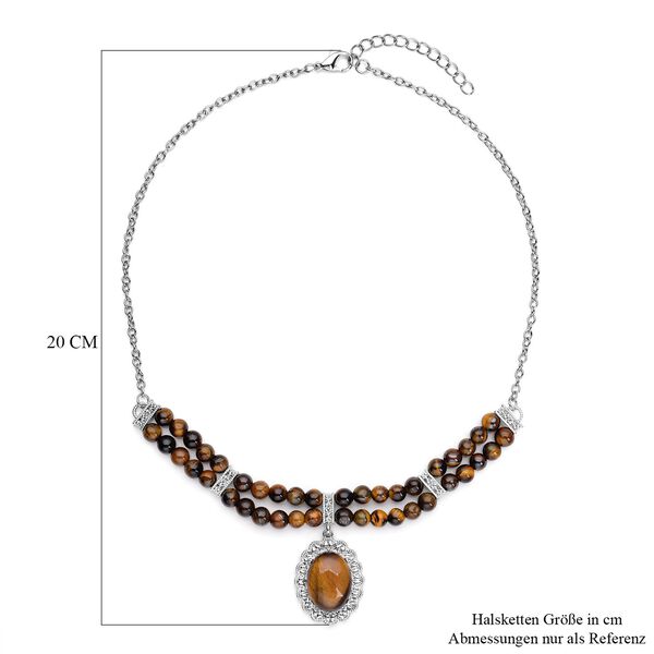 Gelbe Tigerauge Halskette, ca. 45 cm, silberfarben ca. 96.00 ct image number 3
