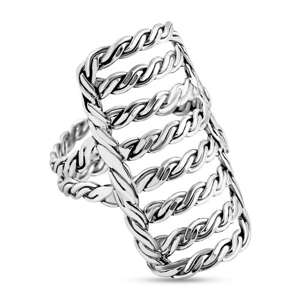 Geflochtener Cocktail-Ring in Silber