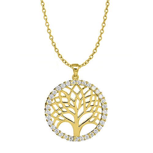 LUSTRO STELLA Zirkonia Lebensbaum Anhänger mit 45 cm Kette image number 0