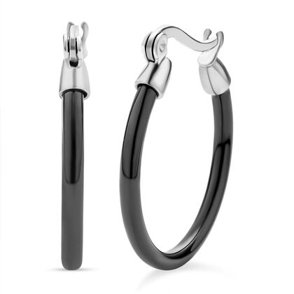 Schwarze Keramik Creolen, 316L Edelstahl