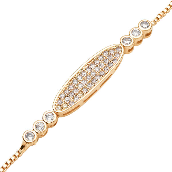 Wei&szlig;es Zirkonia Bolo-Armband, ca. 15.25 cm, goldfarben ca. 0,20 ct image number 4