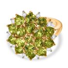 D'joy Natürlicher Peridot Ring 925 Silber 750 Gelb Vergoldet (Größe 20.00) ca. 4.88 ct