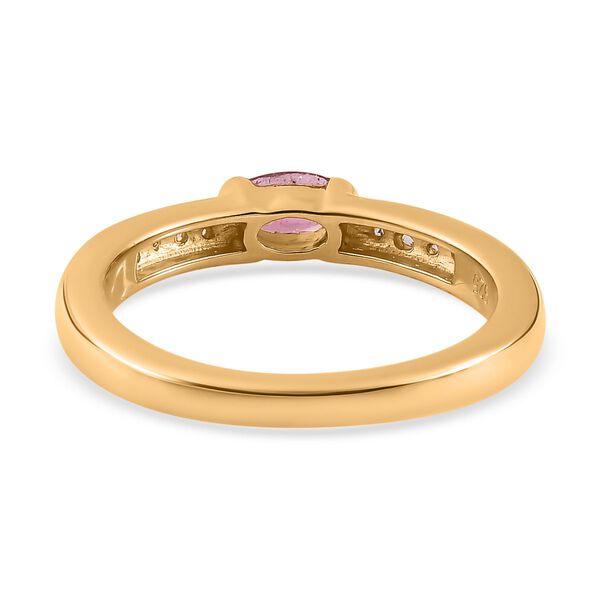 Ouro Fino Rubellit, Wei&szlig;er Zirkon Ring, 925 Silber Gelbgold Vermeil, (Gr&ouml;&szlig;e 16.00) ca. 0.34 ct image number 5