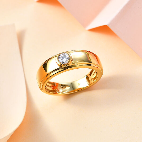 Moissanit Ring, 925 Silber vergoldet - 0,16 ct. image number 2