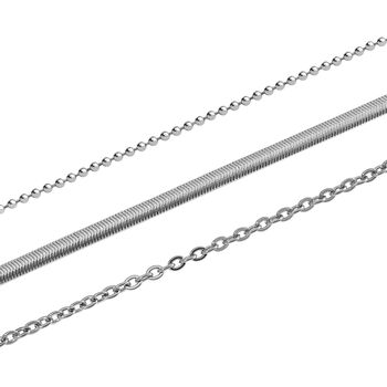3er-Set - Kugelkette 40 cm, Gliederkette 45 cm und Ankerkette 55 cm, Silberton