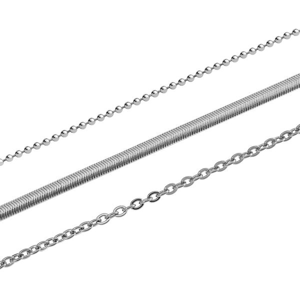 3er-Set - Kugelkette 40 cm, Gliederkette 45 cm und Ankerkette 55 cm, Silberton image number 3