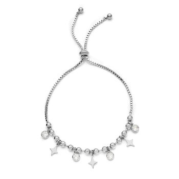 Wei&szlig;er Zirkonia Bolo Armband ca. 15.25 cm Silber tone ca. 0,20 ct