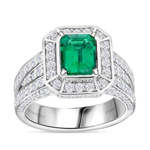 Chairman's Vault Collection - zertifiziert und geprüft RHAPSODY AAAA Kagem sambischer Smaragd und VS-EF Diamant Ring in 950 Platin - 3,24 ct. image number 0