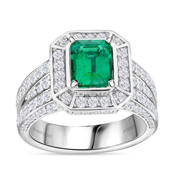 Chairman's Vault Collection - zertifiziert und geprüft RHAPSODY AAAA Kagem sambischer Smaragd und VS-EF Diamant Ring in 950 Platin - 3,24 ct. image number 0
