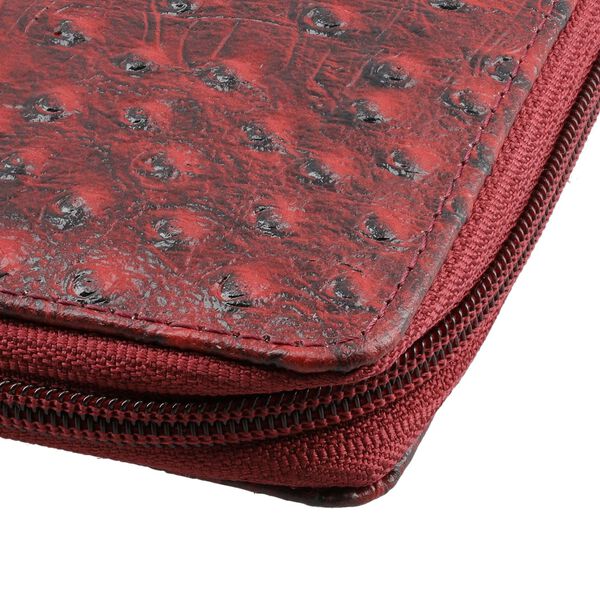 Echtleder Brieftasche mit Strau&szlig;enpr&auml;gung, rot image number 7