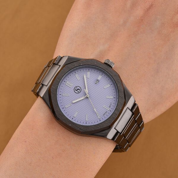 STRADA - Armbanduhr mit japanischem Uhrwerk und Datumsanzeige, Legierungsgehäuse  Sandstrahleffekt, bicolor, Schwarz image number 1