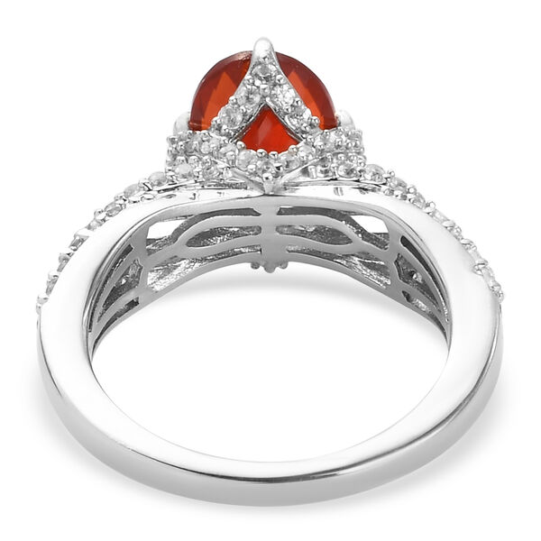 Mexikanischer Feuer opal und Zirkon Ring 925 Silber platiniert  ca. 2,30 ct image number 7