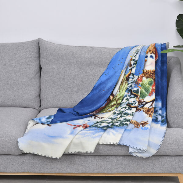 Superweiche Fleecedecke mit Schneemannsfamily Muster, Gr&ouml;&szlig;e 130x170 cm, Mehrfarbig image number 1