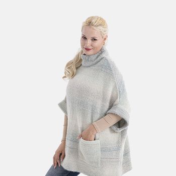 La Marey - Poncho mit Stehkragen und Taschen, Grau