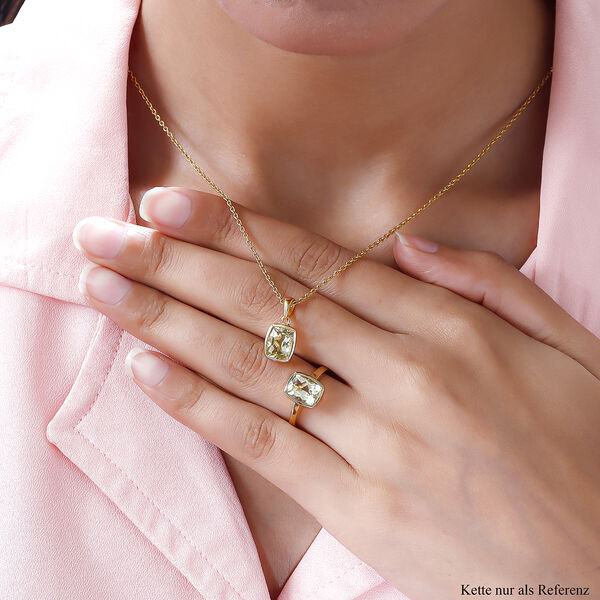 Ouro Verde-Quarz-Ring und Anh&auml;nger, 925 Silber vergoldet ca. 4,02 ct image number 3