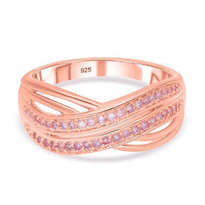 Nat&uuml;rlicher, rosa Diamant Ring, 925 Silber Ros&eacute;gold Vermeil (Gr&ouml;&szlig;e 20.00) ca. 0.20 ct