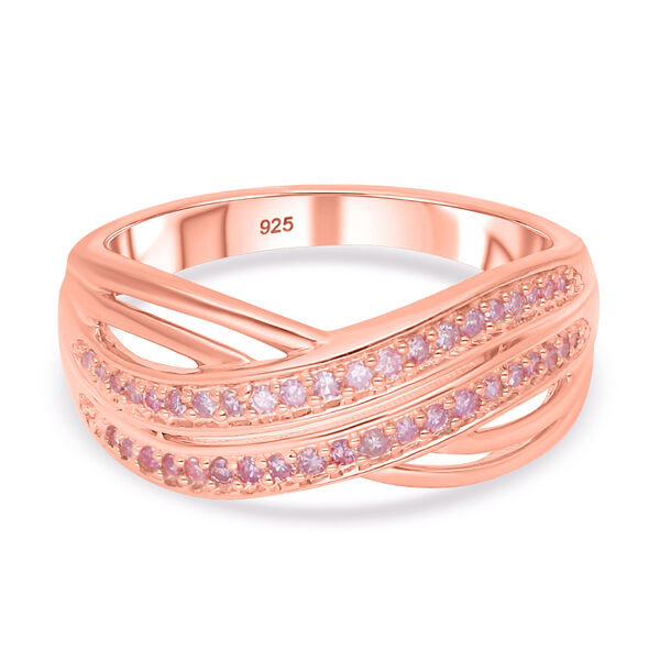 Nat&uuml;rlicher, rosa Diamant Ring, 925 Silber Ros&eacute;gold Vermeil (Gr&ouml;&szlig;e 20.00) ca. 0.20 ct