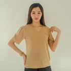 Frauen kurzes &Auml;rmel Top, hellbraun, Gr&ouml;&szlig;e 36