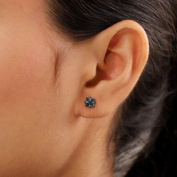 Blauer Diamant Ohrstecker 925 Silber Platin-&Uuml;berzug ca. 0,25 ct image number 3