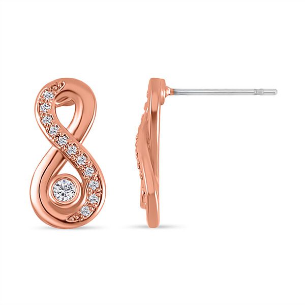 3er Set - Wei&szlig;e Zirkonia Ohrringe, Anh&auml;nger mit Kette, und Armband, Messing, rosefarben image number 9