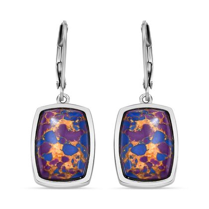 Lila T&uuml;rkis Ohrringe  Edelstahl ca. 11.49 ct