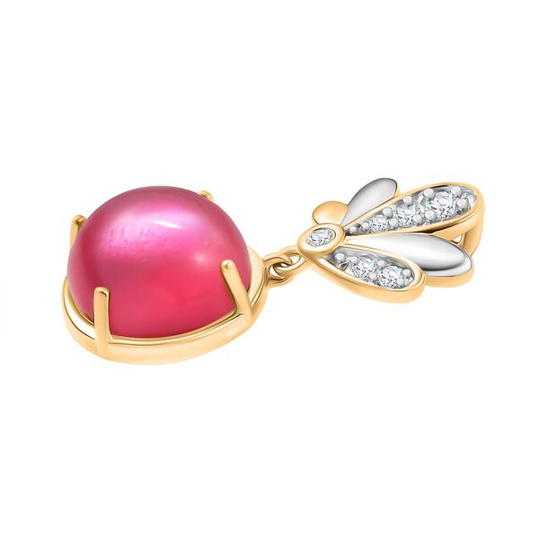 D'Joy Maulbeer Mondstein, Wei&szlig;er Zirkon Anh&auml;nger 925 Silber platiniert und vergoldet ca. 4.43 ct image number 3