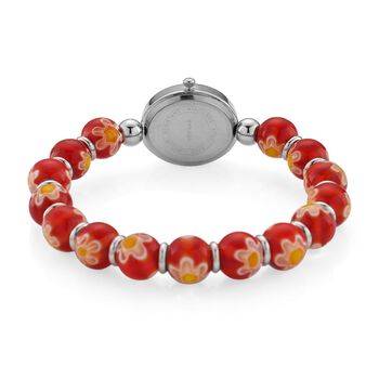 STRADA flexible rote Armbanduhr im Murano-Stil, Japanisches Uhrwerk