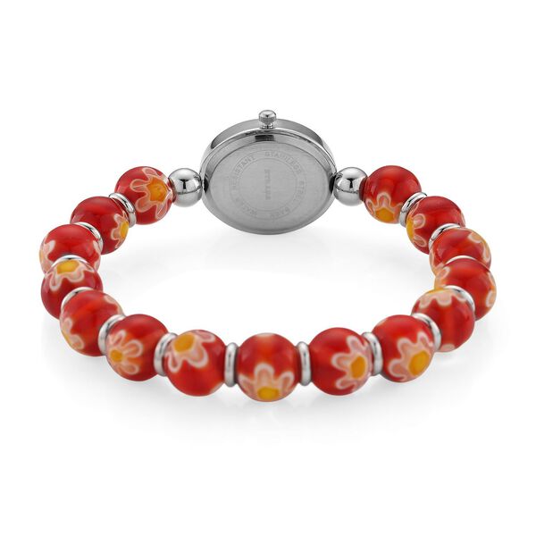 STRADA flexible rote Armbanduhr im Murano-Stil, Japanisches Uhrwerk image number 4