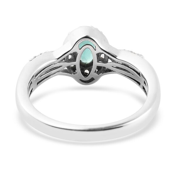 Sambischer Smaragd und Zirkon Ring 925 Silber Platin-&Uuml;berzug image number 5