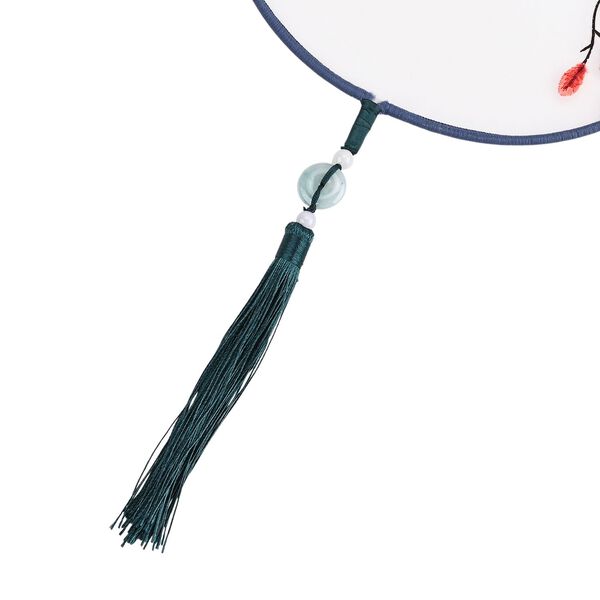 LIVMORE Doppelseitige Stickerei Seidenwanddekoration mit Jadequaste, 20cm, Vogelmuster image number 7