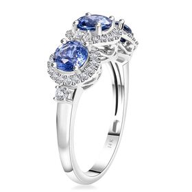 LUXORO zertifiziert und geprüft AAA blauer ceylonfarbener Saphir und Diamant Ring in 585 Weißgold - 3,12 ct.