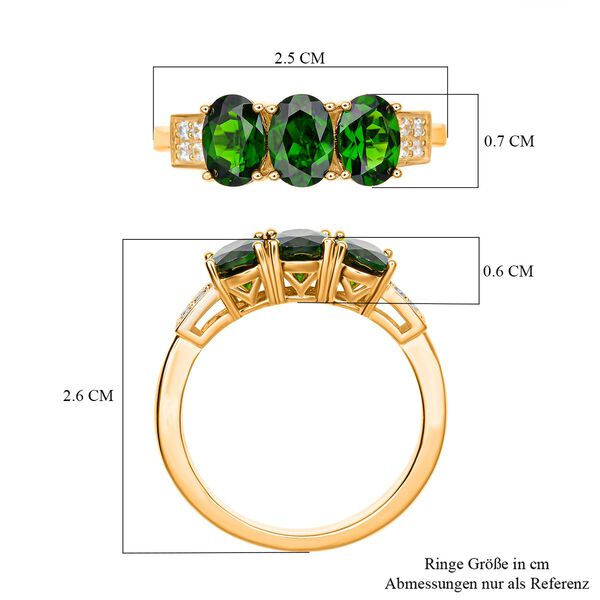 Nat&uuml;rlicher Chromdiopsid und wei&szlig;er Zirkon-Ring, 925 Silber vergoldet  ca. 2,59 ct image number 7