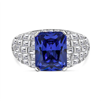 Blauer Zirkonia, Wei&szlig;er Zirkonia Ring 925 Silber rhodiniert (Gr&ouml;&szlig;e 19.00) ca. 9,16 ct