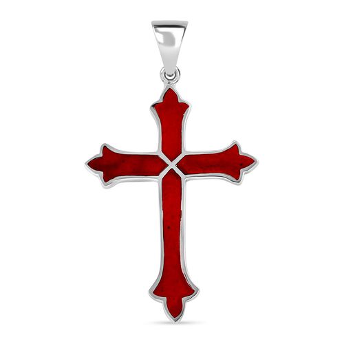 Royal Bali Kollektion- Roter Koralle Kreuz Anhänger image number 0