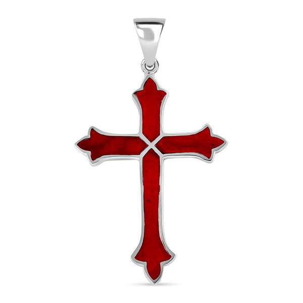 Royal Bali Kollektion- Roter Koralle Kreuz Anh&auml;nger