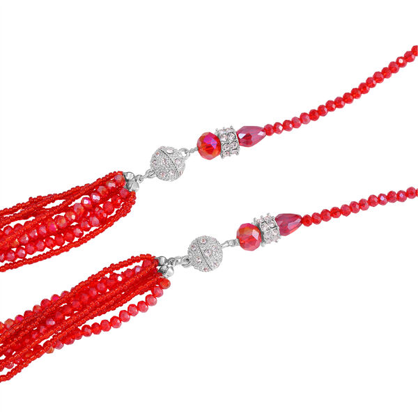 2er Set - Rot Kristall, Wei&szlig;er Kristall Halskette und Ohrringe image number 5