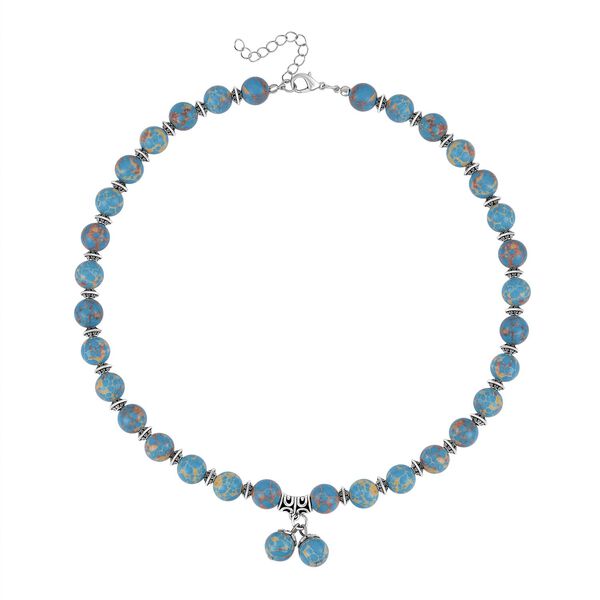 2er Set - Imperial Jaspis Halskette und Ohrringe, Antik-silber, ca. 252.50 ct image number 3