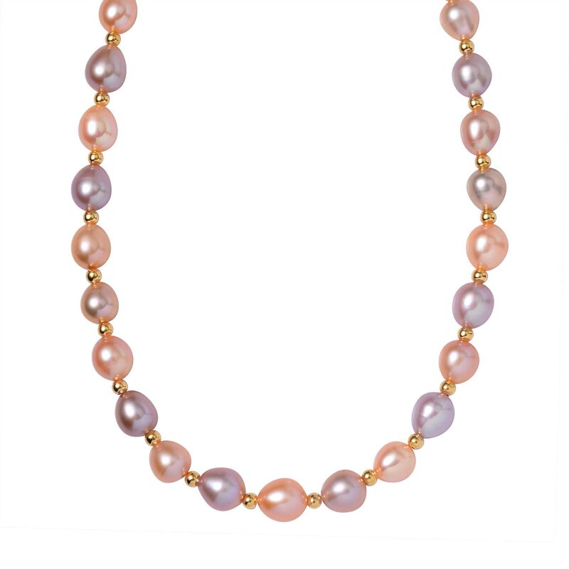 Mehrfarbige Süßwasser Perle Halskette ca. 45 cm 925 Silber vergoldet image number 0