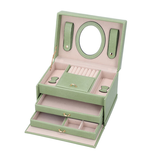 Schmuckkasten mit 3 Etagen und Spiegel, gr&uuml;n image number 5