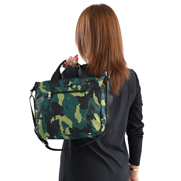 Tarnmuster Schultertasche für Damen, Größe 32x12x25 cm, Grün image number 3