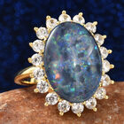Boulder Opal Triplett und Zirkon-Ring, 925 Silber Gelbgold Vermeil  ca. 8,90 ct image number 1