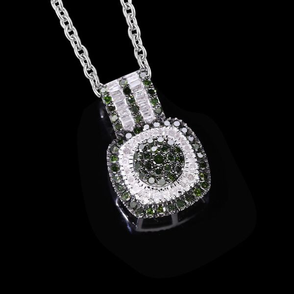 Gr&uuml;ner und wei&szlig;er Diamant-Anh&auml;nger mit 50cm Kette - 0,98 ct. image number 7
