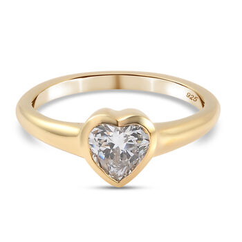 LUSTRO STELLA Hergestellt mit Feinster ZIRKONIA Herz Ring 925 Silber vergoldet (Gr&ouml;&szlig;e 16.00)