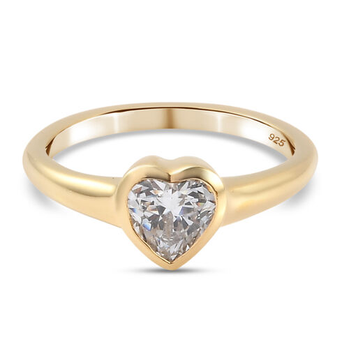 LUSTRO STELLA Hergestellt mit Feinster ZIRKONIA Herz Ring 925 Silber vergoldet image number 0